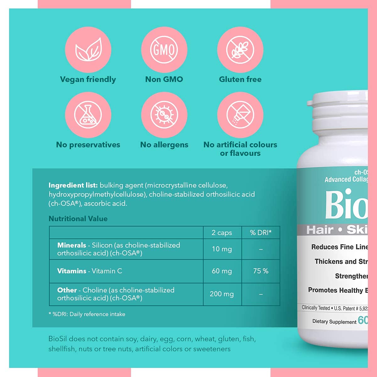 Advanced Collagen Generator with Vitamin C, BIOSIL Supplement for Women - Supports Healthy Hair BioSil Au supplements