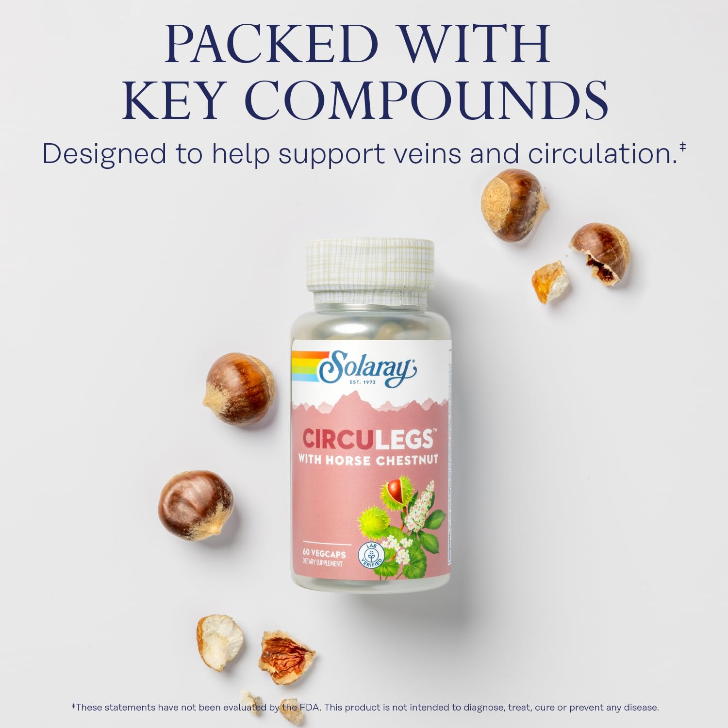 SOLARAY Circulegs - Herbal Supplements for Wellness Support w/Horse Chestnut Extract and Vitamin C, Plus Gotu Kola, Flavonoids, Hesperidin Blend - Vegan, Gluten Free, 60-Day Guarantee - 30 Servings SOLARAY Au supplements
