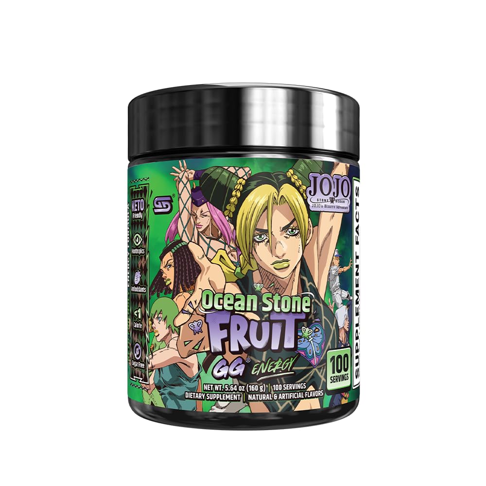 Gamer Supps GG Energy - JoJo's Ocean Stone Fruit (100 Servings) - Keto Friendly Gaming Energy and Nootropic Blend, Sugar Free + Organic Caffeine + Vitamins, Powder Drink Gamer Supps Au supplements