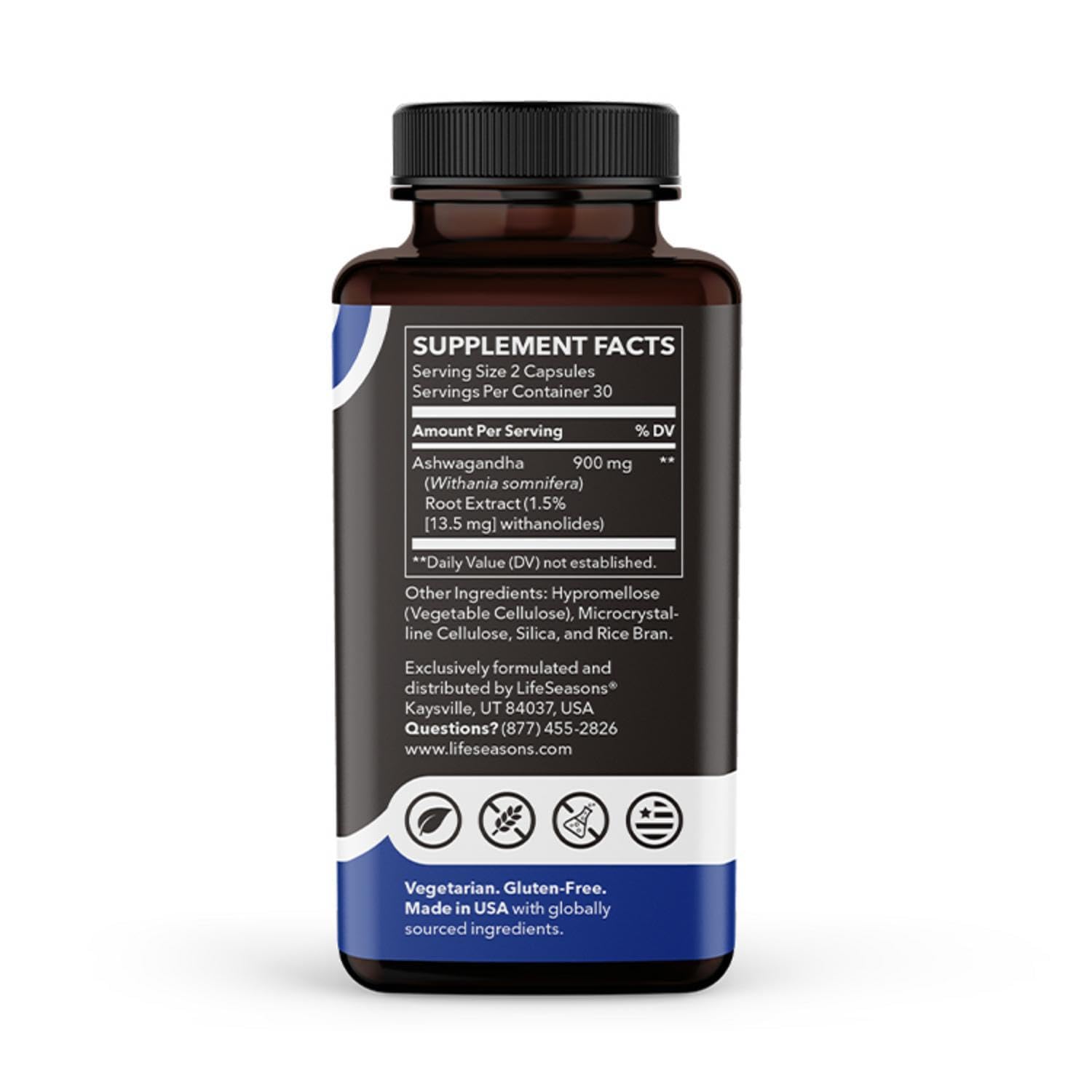 LifeSeasons Essentials Ashwagandha - Stress & Sleep Support Supplement - Calm & Focused Mind - Improves Athletic Performance & Brain Function - 900mg per 2 Capsules - 60 Capsules LifeSeasons Au supplements