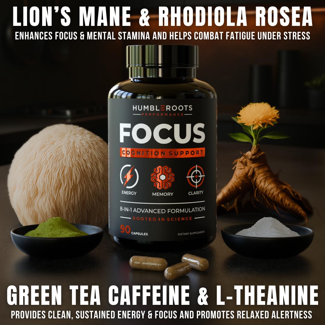 Advanced Nootropic Brain Supplement for Energy, Memory, & Focus | Lion's Mane, Caffeine, L-Theanine, and 5 Additional All-Natural Ingredients to Improve Cognitive Health (90 Capsules) HUMBLEROOTS PERFORMANCE Au supplements