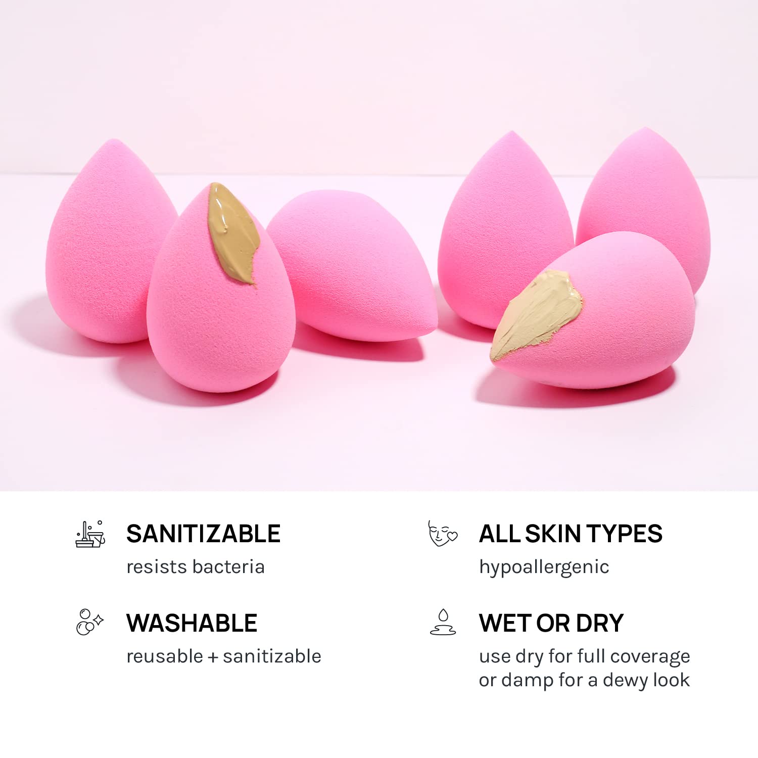 AOA Studio Collection makeup Sponge Set Latex Free and High-definition Set of 6 makeup Wonder blender For Powder Cream and Liquid, Super Soft Wonder Beauty Cosmetic AOA STUDIO Au supplements