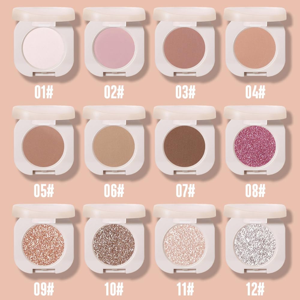FeiCuiYun Glitter Shimmer Sparkle Eye Shadow Palette Makeup for Older Women, Pearl White Silver Glitter Shimmer Metallic Holographic Iridescent Cream Iridescent Single Monochrome Eyeshadow Makeup, 11 FeiCuiYun Au supplements