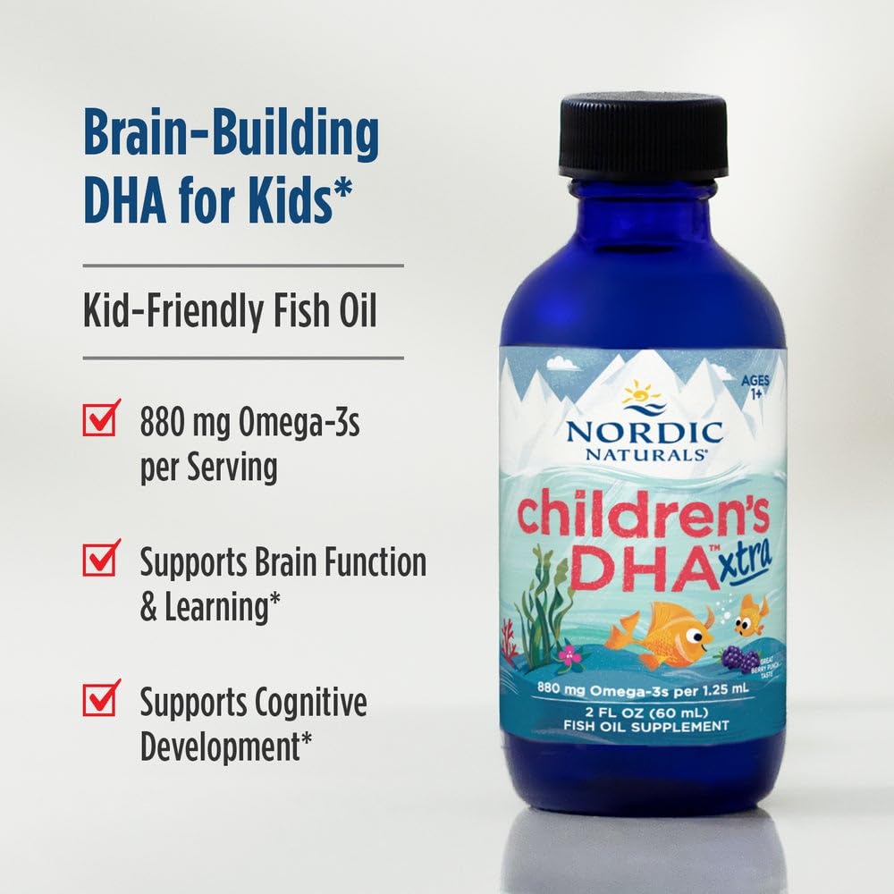 Nordic Naturals Children’s DHA Xtra, Berry Punch - 2 oz for Kids - 880 mg Total Omega-3s with EPA & DHA - Cognitive & Immune Function, Learning, Social Development - Non-GMO - 48 Servings Nordic Naturals Au supplements