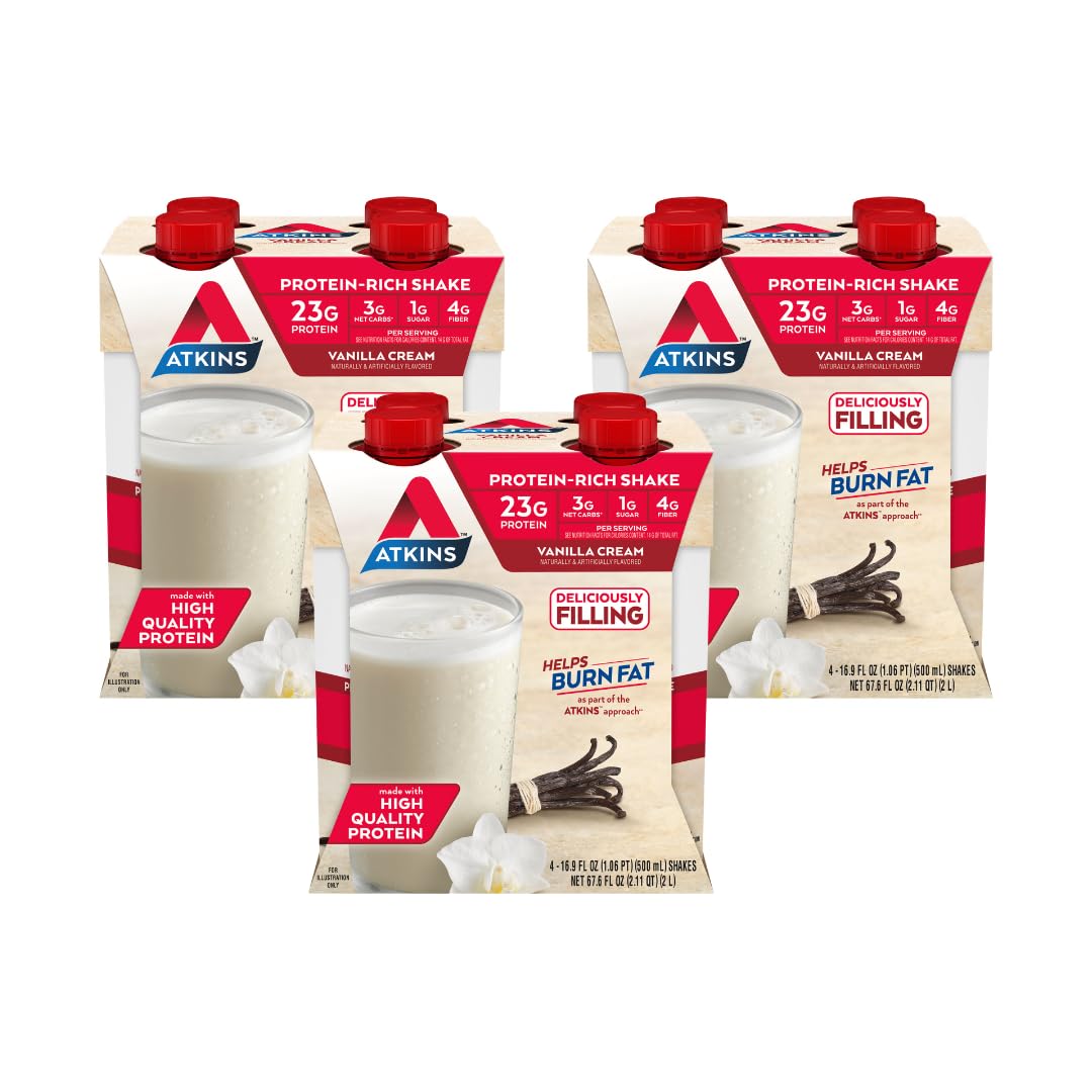 Atkins Vanilla Cream Meal Size Protein Shake, 23g Protein, Low Glycemic, 3g Carb Atkins Au supplements