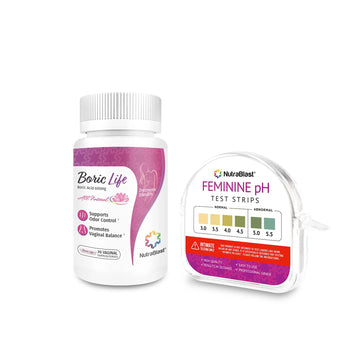 NutraBlast Boric Acid Suppositories 600mg (30 Count) Bundle with Feminine pH Test Strips 3.0-5.5 (100 Tests Roll) | Monitor Intimate Health | Accurate Women’s Acidity & Alkalinity NutraBlast Au supplements