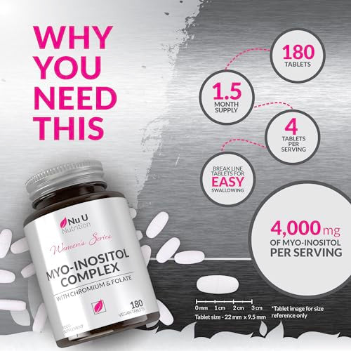 Myo-Inositol Complex 4000mg - 180 Vegan Tablets, 6 Weeks Supply - with 200ug Folate Nu U Nutrition Au supplements