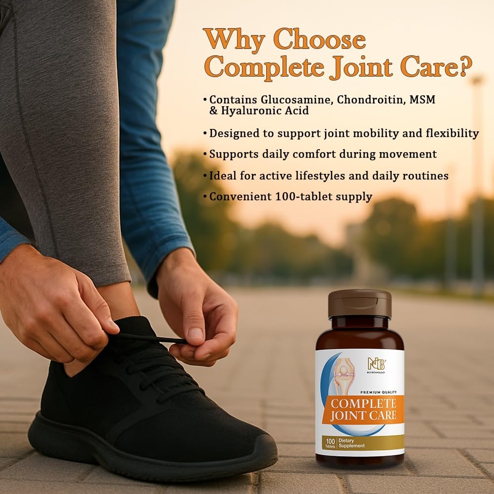 Glucosamine Chondroitin MSM Complete Joint Care Supplement | Glucosamine HCl, Chondroitin, MSM, Boswellia & Ginger | Supports Joint Mobility & Flexibility | 100 Tablets NCB NCB TECHNOLOGY Au supplements