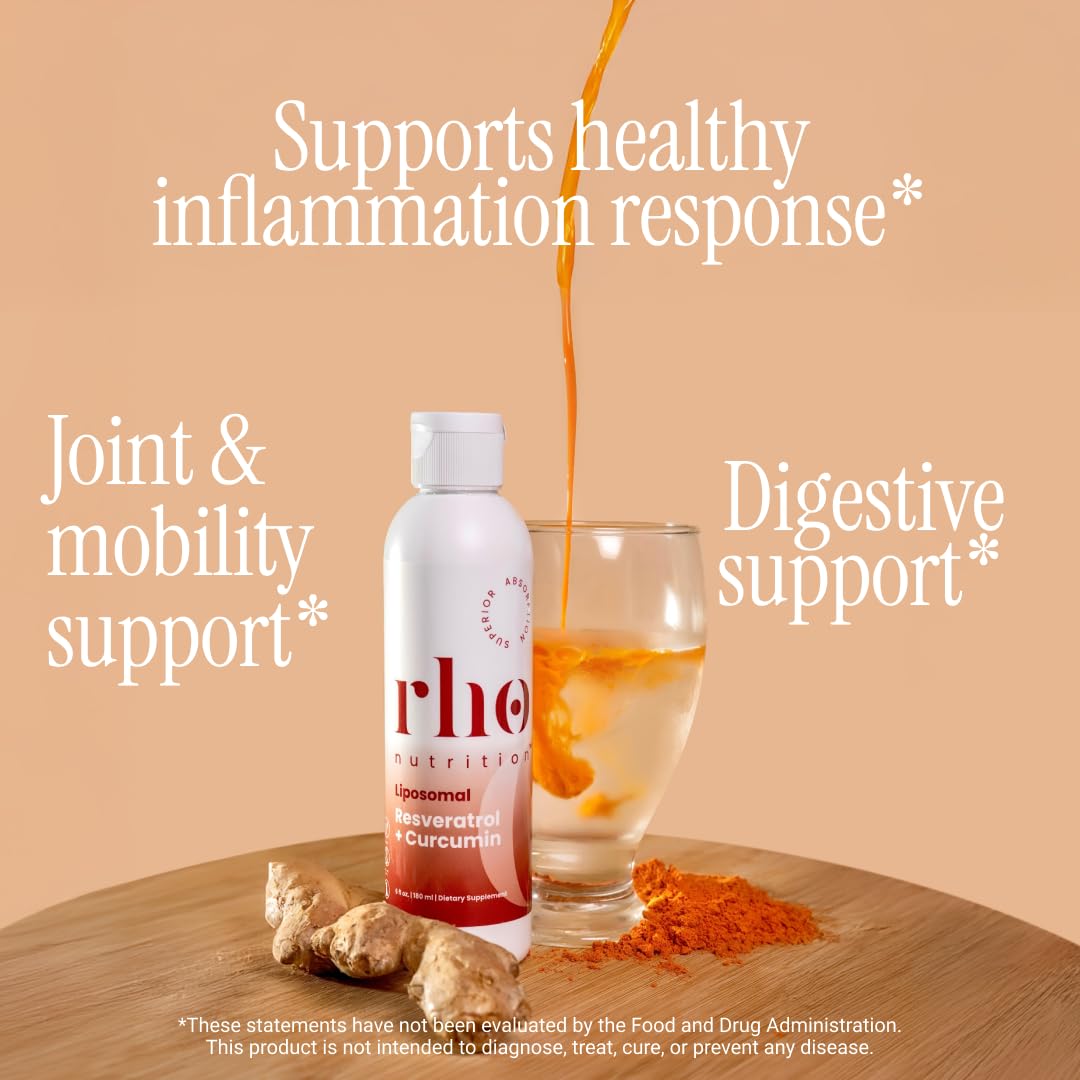 Rho Nutrition Liposomal Curcumin + Resveratrol (1 Pack) – Ultra High Absorption Liquid Curcumin Supplement – Promotes Joint Comfort, Mobility, Cellular Health and Overall Well-Being Rho Nutrition Au supplements