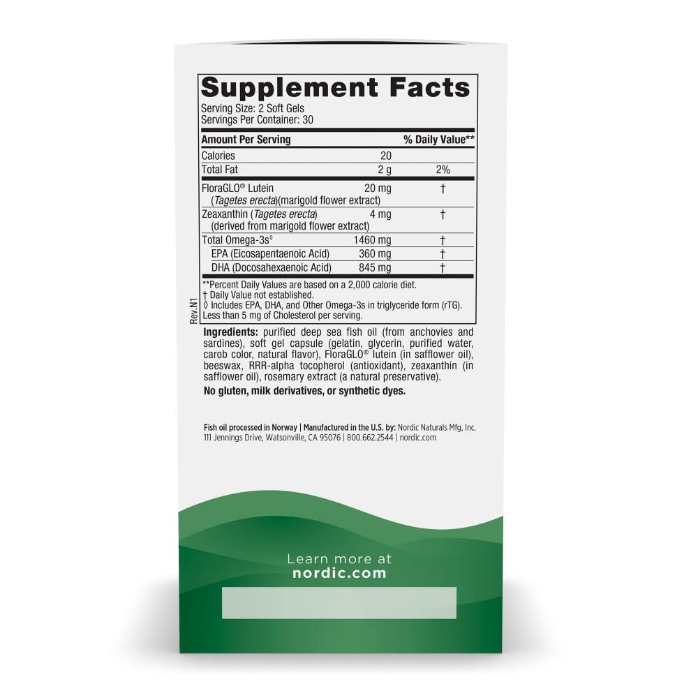 Nordic Naturals Vision Support, Lemon - 60 Soft Gels - with Zeaxanthin and FloraGLO Lutein, for Healthy Eyes and Vision - 30 Servings Nordic Naturals Au supplements