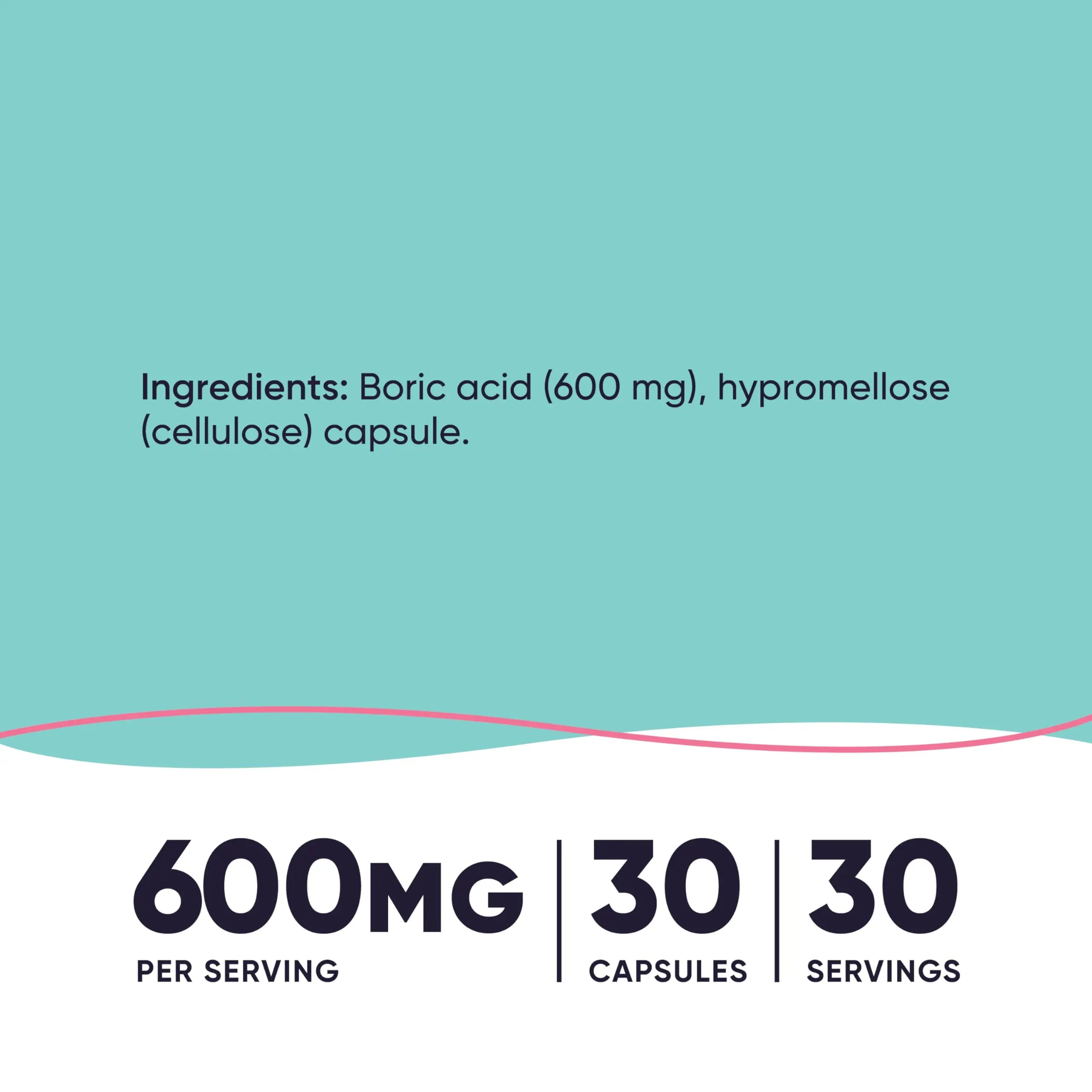 Nutricost Boric Acid 600mg, 30 Capsules - Vaginal Suppository - Non-GMO - for Women Nutricost Au supplements