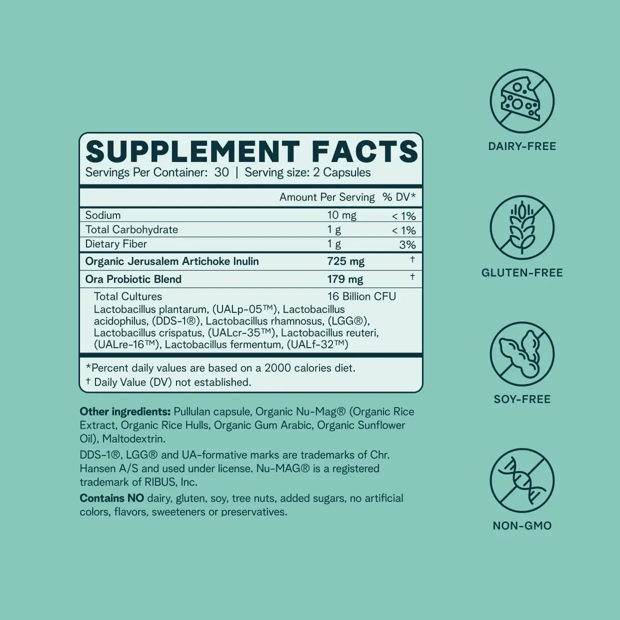 Ora Organic Prebiotics and Probiotics for Women - Lactobacillus for Vaginal and Urinary Tract Health, Contains 16 Billion CFU, 6 Strains - 1 Month Supply, 60 Vegan Probiotic Capsules Ora Organic Au supplements
