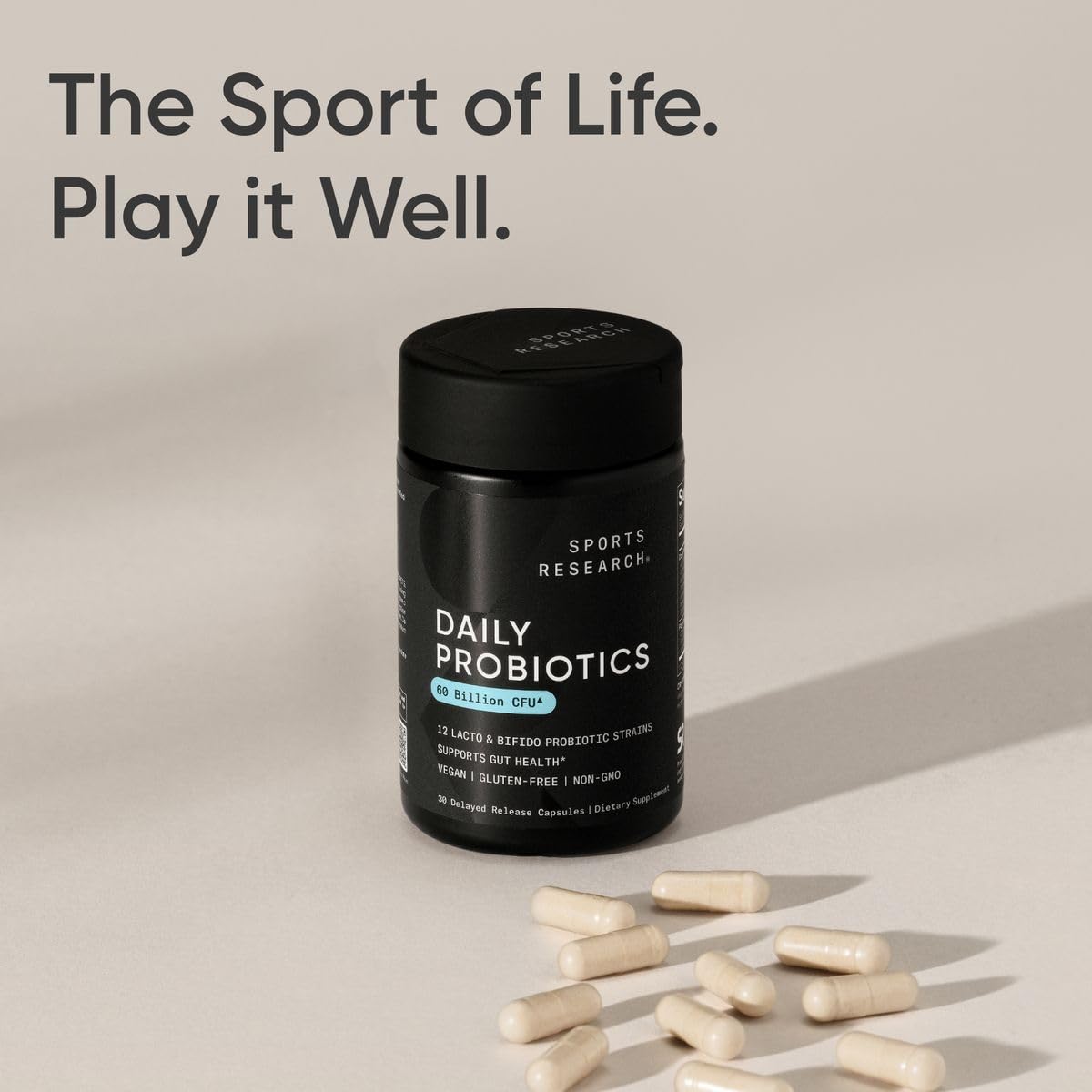 Sports Research Daily Probiotics with Prebiotics, 60 Billion CFU - Vegan Capsules for Gut Health & Digestive Support, Probiotics for Women & Men - Non-GMO Verified & Gluten Free - 30 Count Sports Research Au supplements