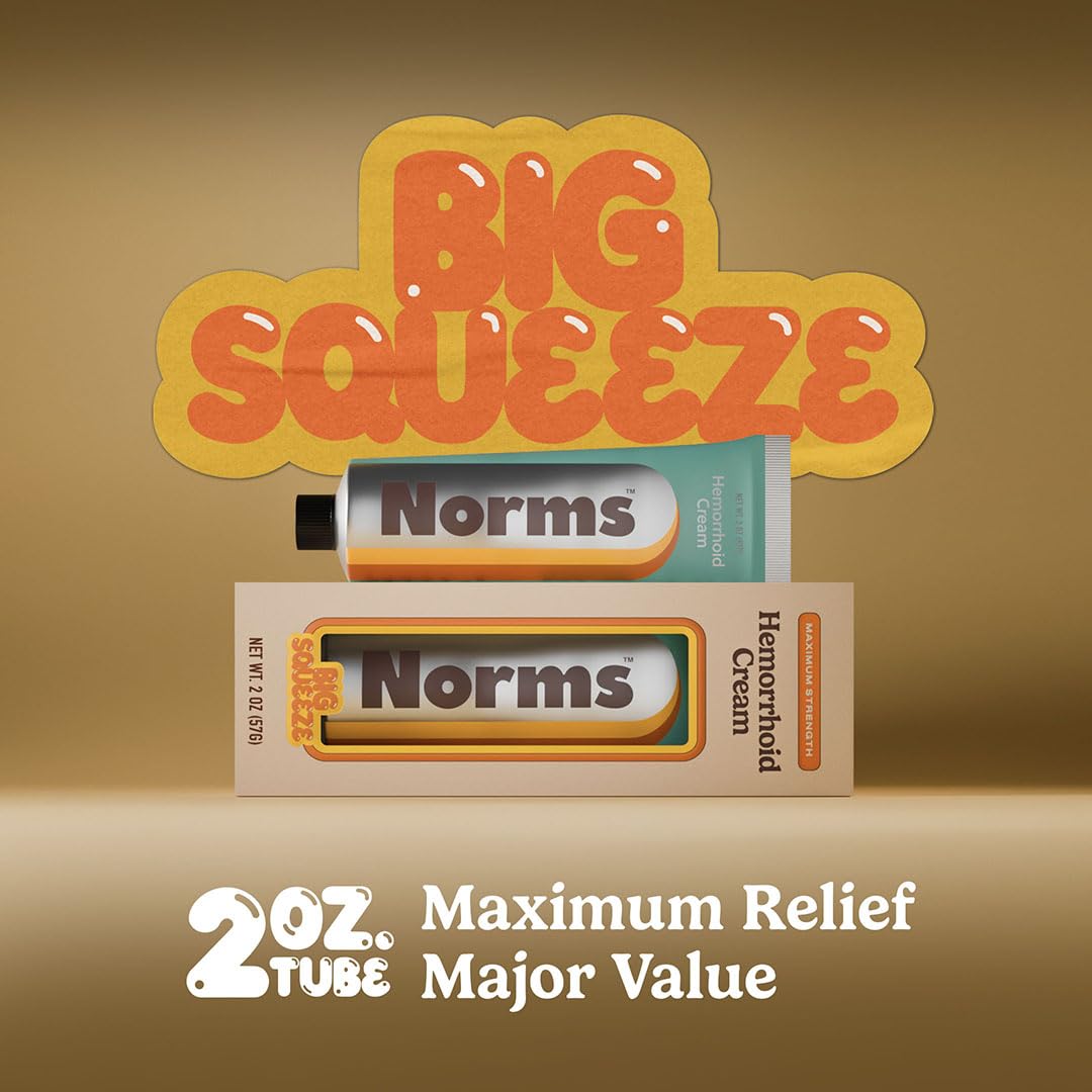 Norms Hemorrhoid Treatment Cream, Max Strength 5% Lidocaine, Rapid Relief for Hemorrhoidal Pain, Swelling, Itching, with Phenylephrine HCL, Aloe & Glycerin – Big Squeeze 2oz Tube Norms Au supplements