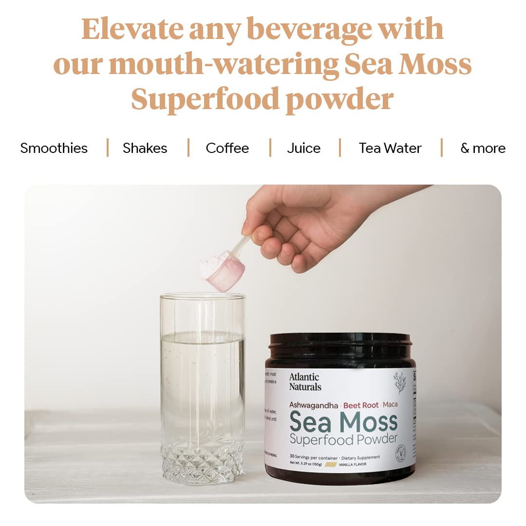 Organic Sea Moss Superfood Powder with Ashwagandha, Beet Root, and Maca Atlantic Naturals Au supplements