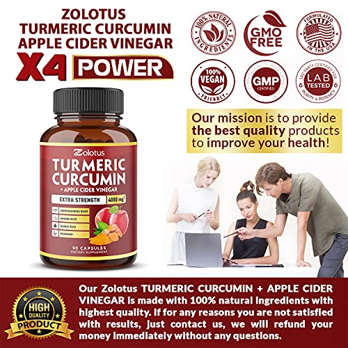 7 in 1 Turmeric Curcumin + Apple Cider Vinegar Capsules, Equivalent to 4080mg Zolotus Au supplements