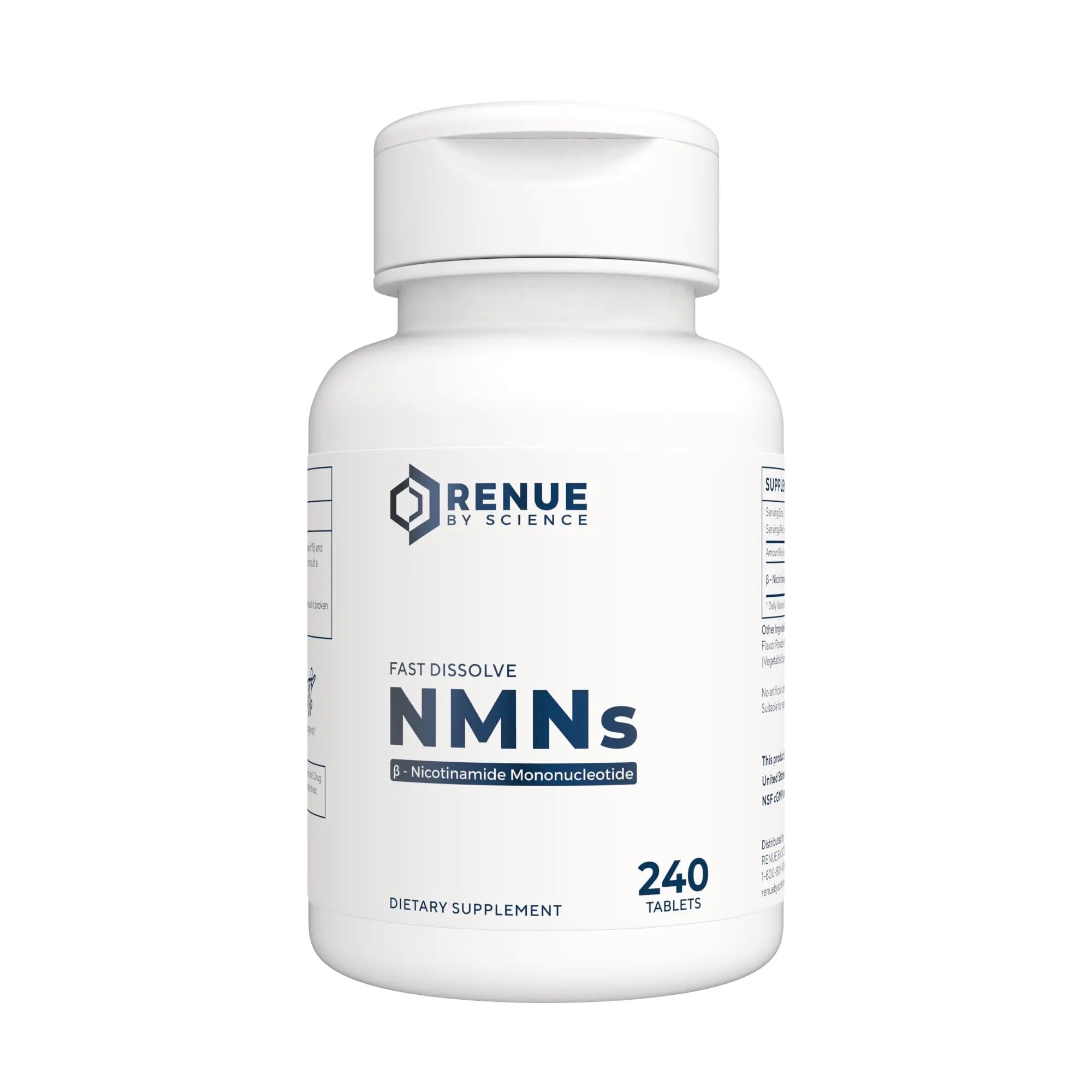 Renue By Science NMN Supplement | 240 Chewable Vegetarian Tablets - 125mg Nicotinamide Mononucleotide per Serving | Lemon Flavour - Manufactured in The USA Third-Party Tested Renue By Science Au supplements