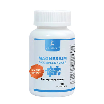 JulyDeer Sixfold Magnesium Complex | 350mg of Magnesium Glycinate, Malate, Citrate, Taurine, Oxide, Mg+ for Muscles,Nerves,& Energy, GABA Sleep Support | High Absorption | Vegan | 90 Capsules Risabou Au supplements