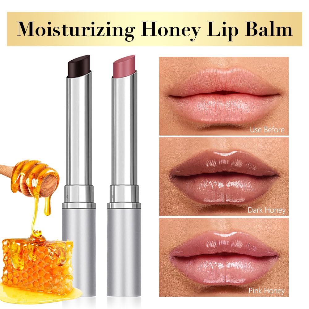 Honey Butter Lipstick Tinted Lip Balm, Shine Moisturizing Plumper Lipstick for Women, Natural Nourishing Hydrating Lip Gloss Stain for Dry Lips, Lightweight Lip Liner Care Makeup, Vegan - Black & Pink HHLTOH Au supplements