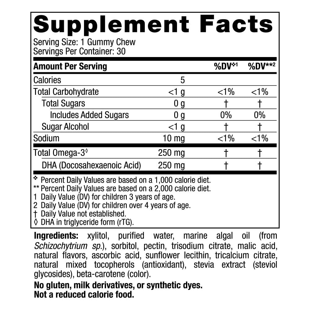 Nordic Naturals Zero Sugar Children’s DHA Vegetarian Gummy Chews - Passion Fruit Lemon Flavor - 30 Gummies - Vegan Algae Oil Omega-3 Supplement for Kids Brain & Cognition Support - 30 Servings Nordic Naturals Au supplements