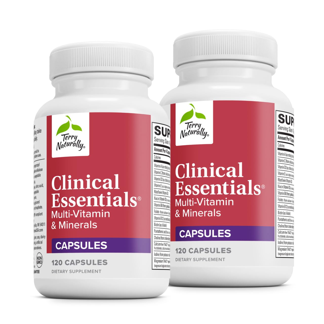 Terry Naturally Clinical Essentials - Supplement to Aid Bone, Cardiovascular & Immune Health - Supplement with Chelated Minerals - Supplement with B-Vitamins & Vitamin C - 120 Capsules (Pack of 2) Terry Naturally Au supplements