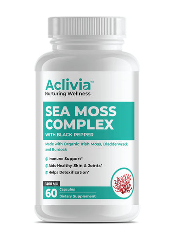 Aclivia - Organic Irish Sea Moss Capsules with Bladderwrack & Burdock Root - 102 Minerals Sea Moss Supplement - Thyroid Support, Immune Boost - Non-GMO (60 Count) Aclivia Au supplements
