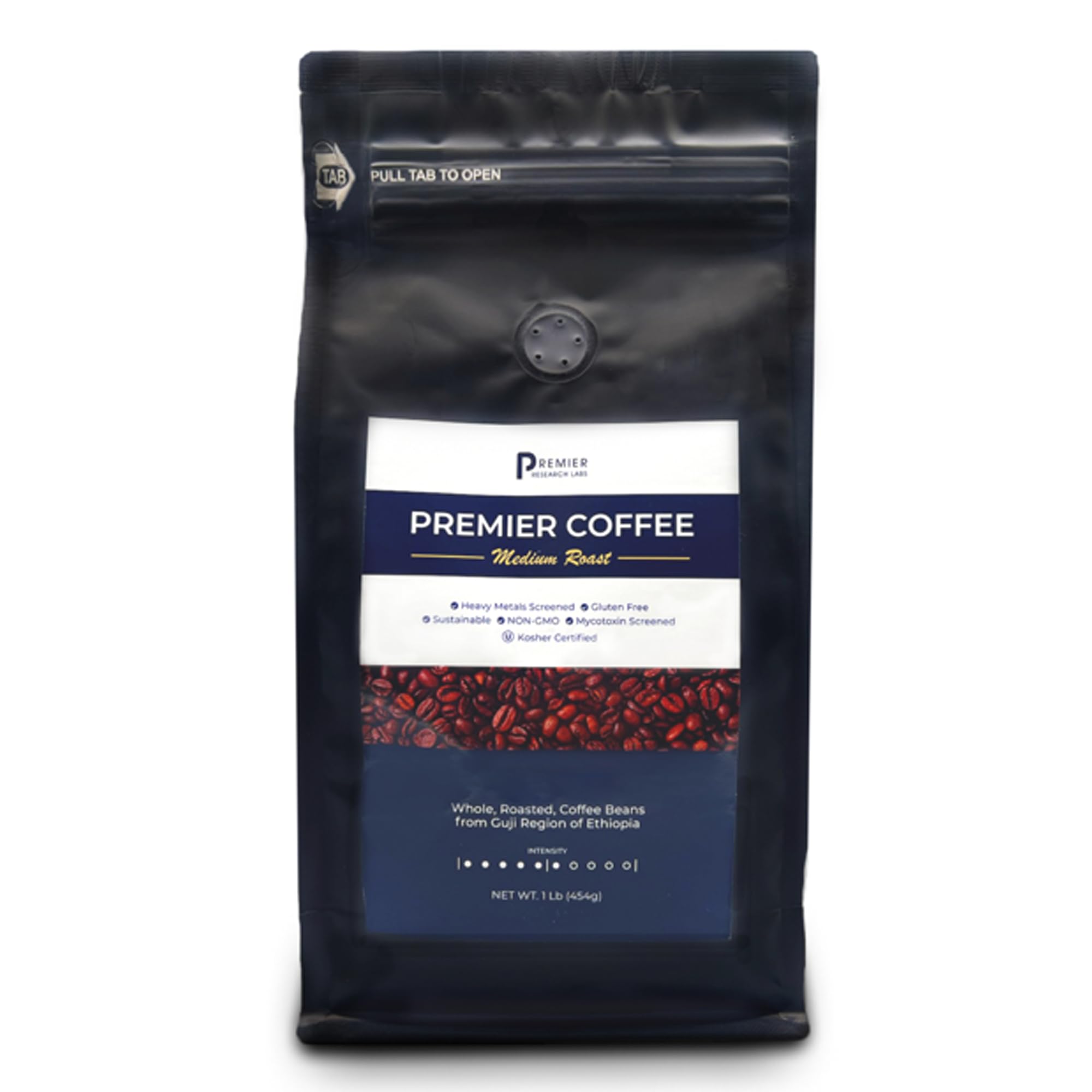 Premier Research Labs Organic Whole Roasted Coffee Beans - Medium Roast, From Guji Region of Ethiopia, Crafted for Optimal Health Benefits, Sweet & Fruity, Well-Balanced, Gluten Free - 1 Pound Premier Research Labs Au supplements