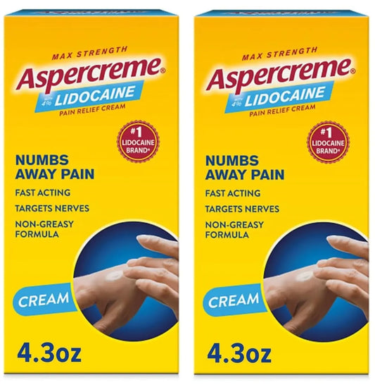 Aspercreme with Lidocaine Maximum Strength Pain Relief Cream, 4.3 Oz (Pack of 2) AspercremeAU supplements