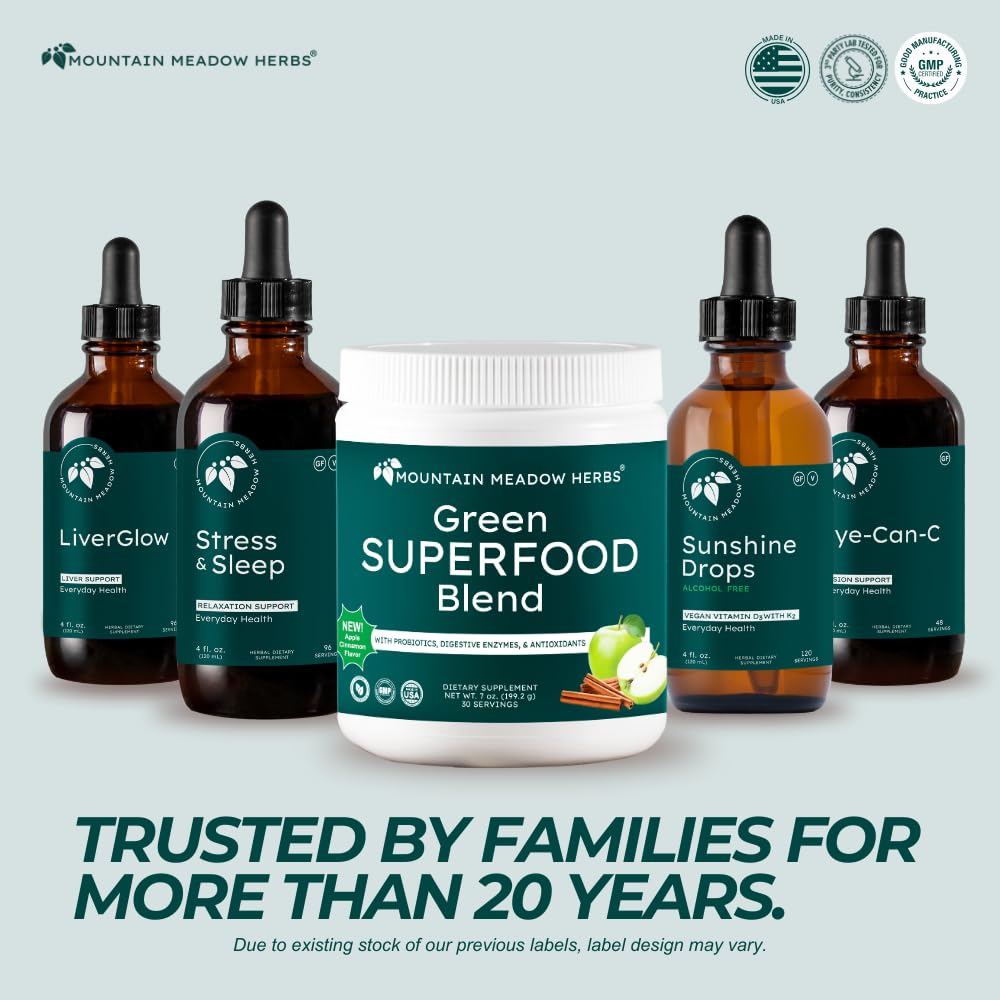 Mountain Meadow Herbs Green Superfood Blend – Spirulina, Chlorella, Mushrooms, Probiotics, Digestive Enzymes, Antioxidants – Organic Greens Powder for Energy & Gut Health – 30 Servings Mountain Meadow Herbs Au supplements