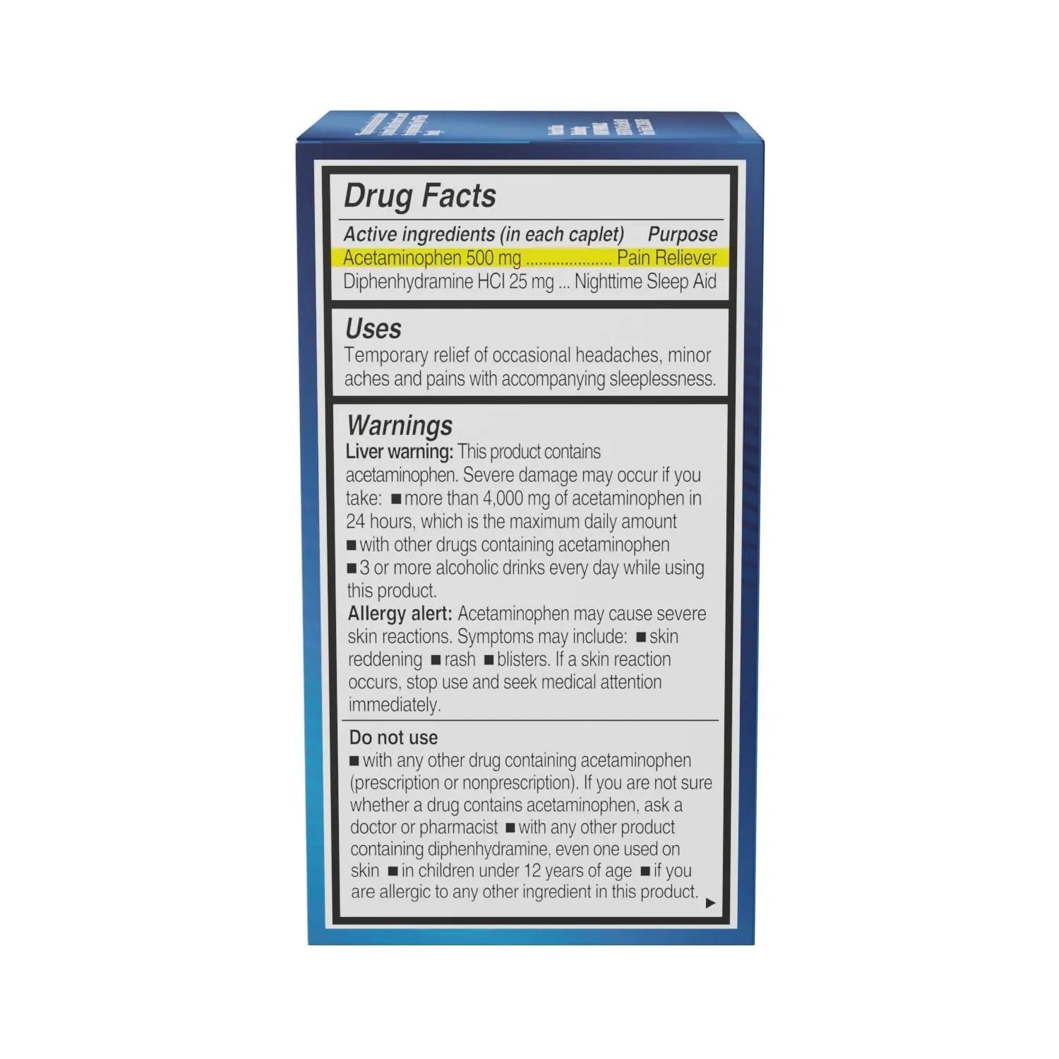 NOTTS PM Extra Strength Pain Relief & Sleep Aid, 500mg Acetaminophen & 25mg Diphenhydramine HCl, 50 Caplets for Nighttime Aches, Headaches & Body Pain, Non-Habit Forming (Pack of 2) NOTTS Au supplements