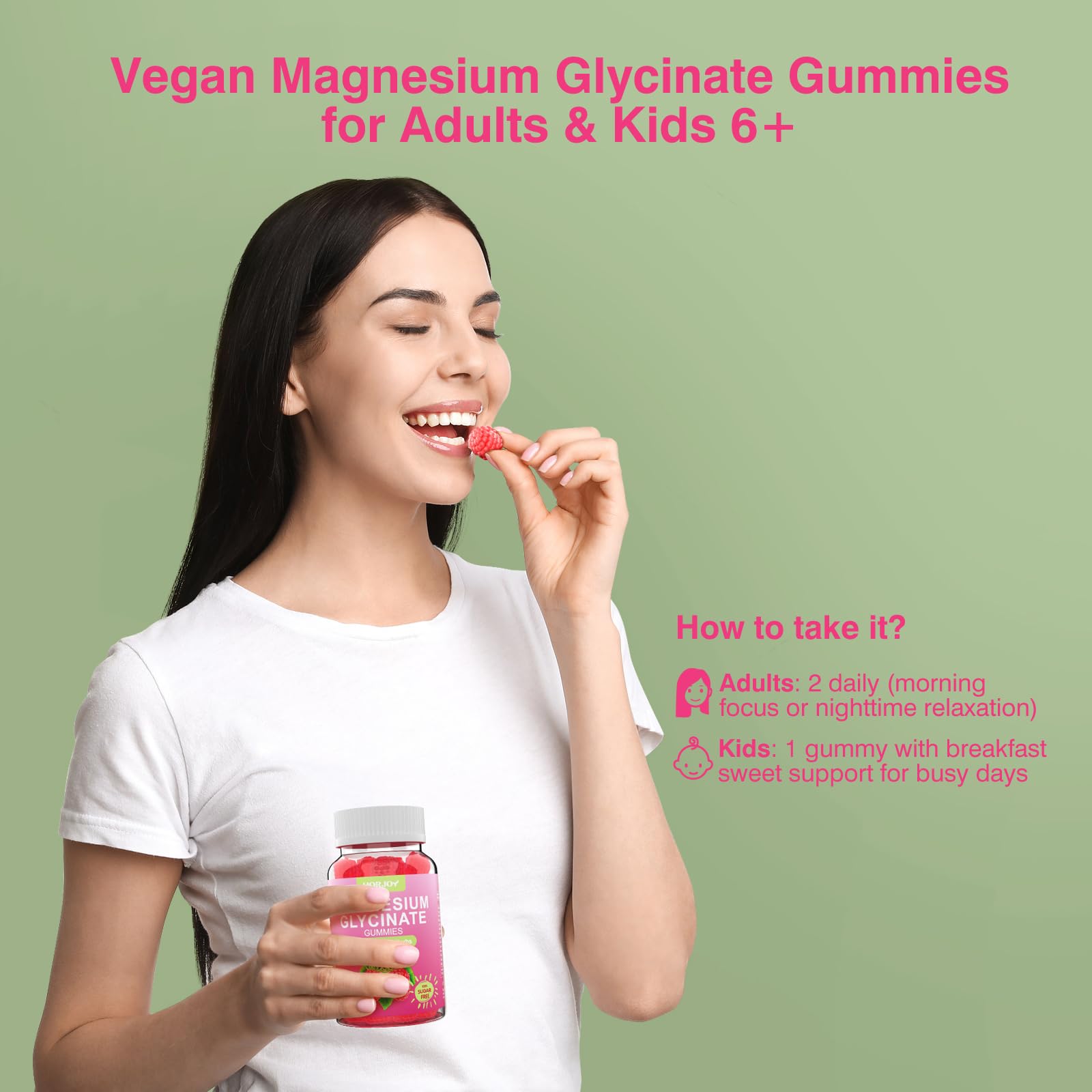 Magnesium Glycinate Gummies 600mg, Sugar Free Magnesium Gummies for Adults with Ashwagandha, Lemon Balm & GABA for Sleep, Mood Support and Relaxation, Vegan, 60 Raspberry Horjoy Au supplements