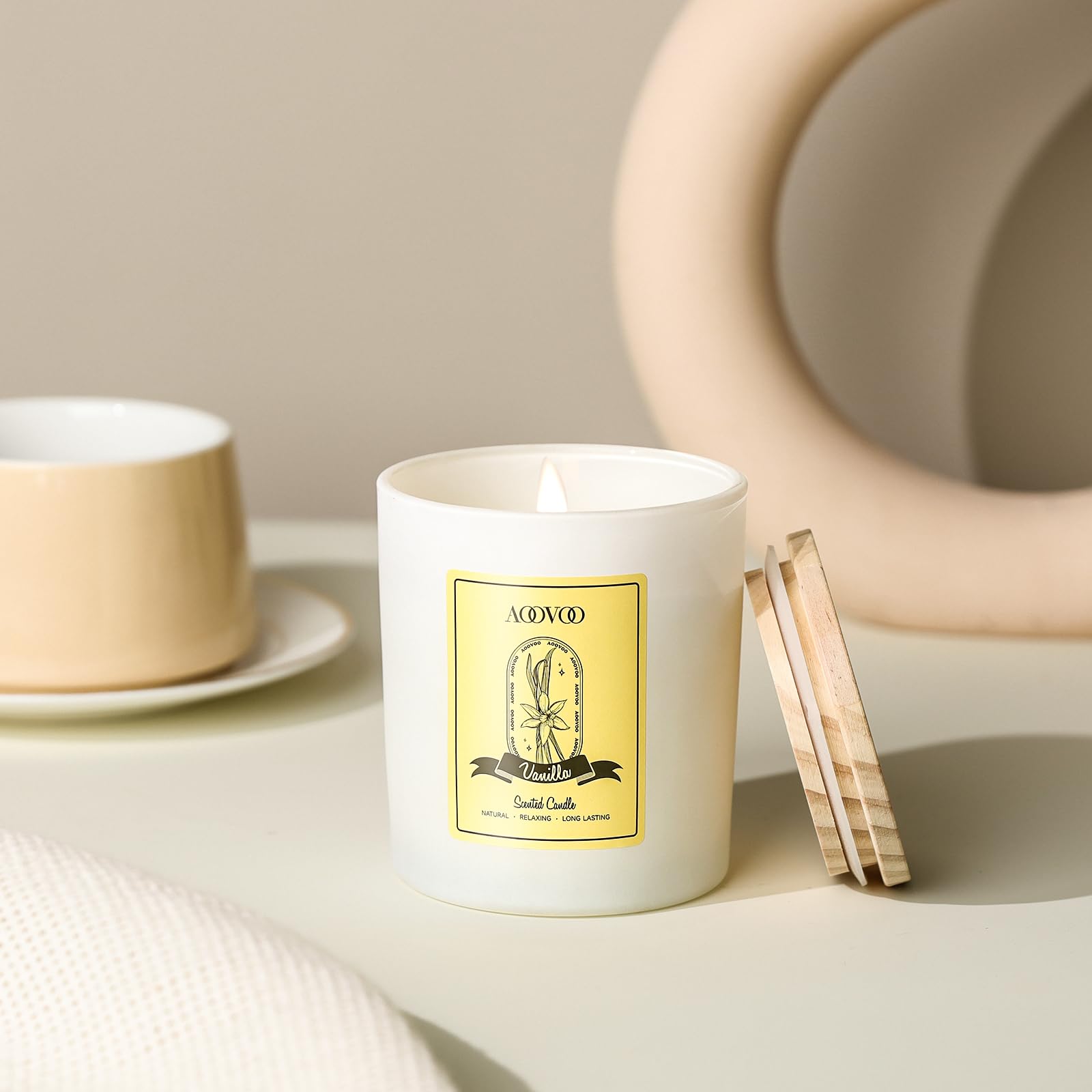 Vanilla Soy Candles Gift for Women - Aromatherapy Candle with Crystals Inside, 10oz Natural Soy Wax Candles AOOVOO Au supplements