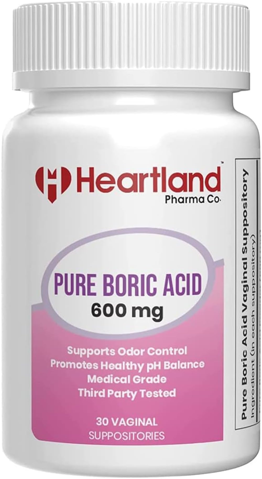 Heartland Pharma Boric Acid Vaginal Suppositories - Feminine Care - 100% Pure Boric Acid - (30 ct)(2 Pack) Heartland Pharma Au supplements