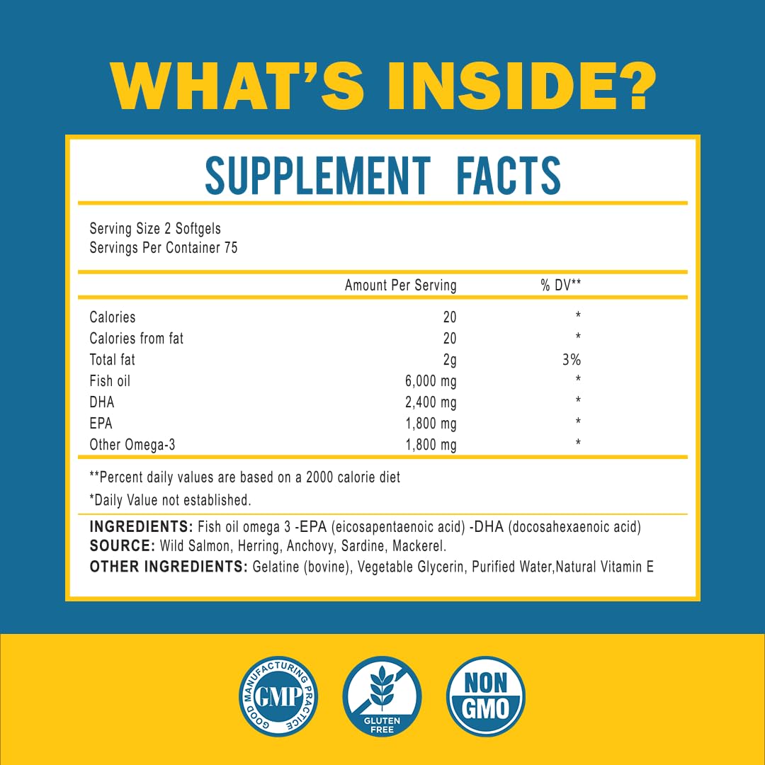 Omega 3 Fish Oil with Maximum EPA DHA - Supports Brain, Liver, Heart & Immunity - Made in The USA - 150 Softgels MOM NUTRIX Au supplements