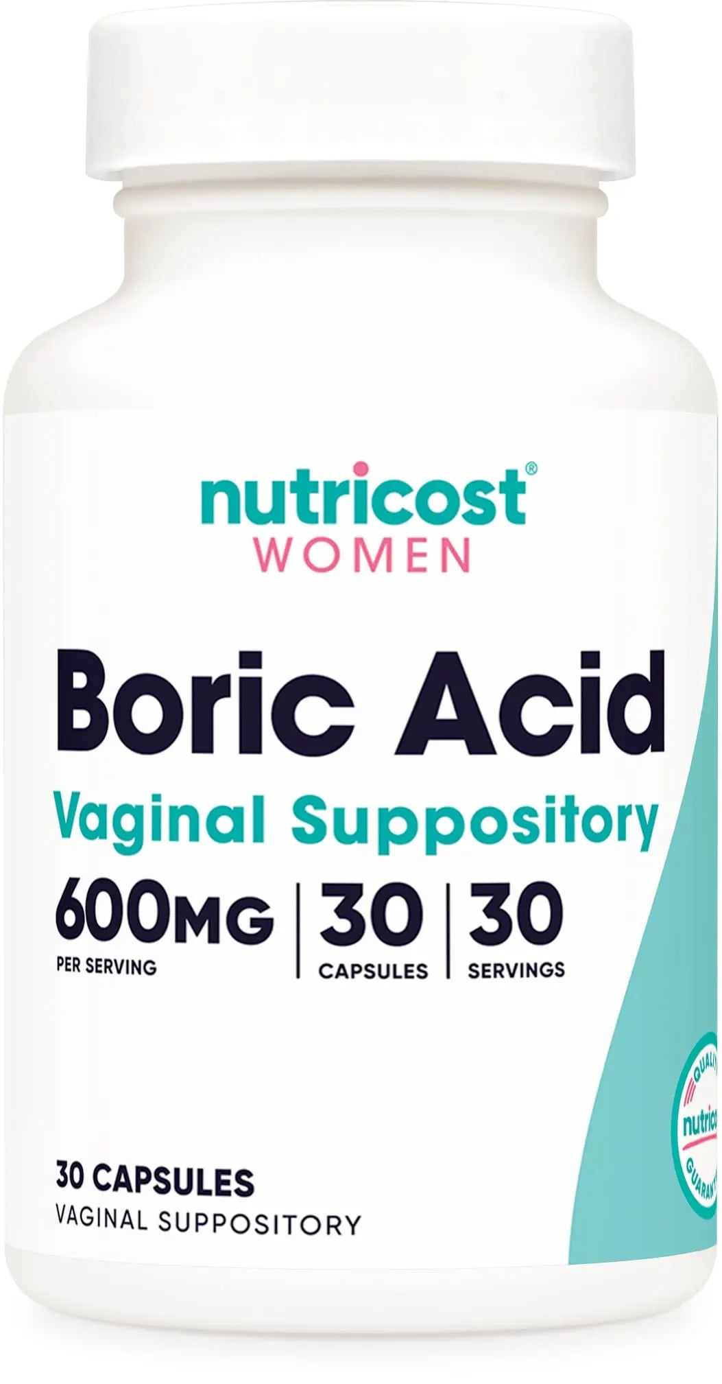 Nutricost Boric Acid 600mg, 30 Capsules - Vaginal Suppository - Non-GMO - for Women Nutricost Au supplements