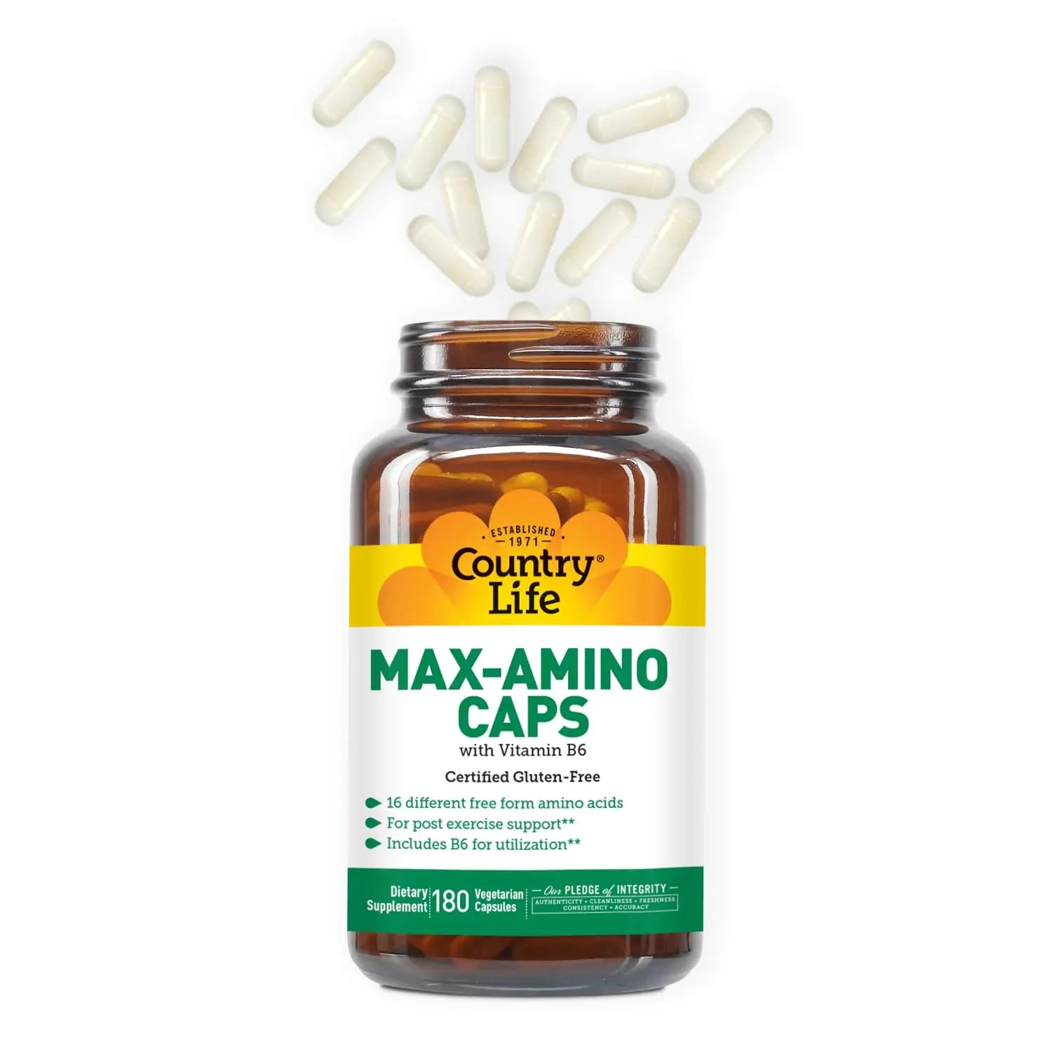 Country Life Maxi-Amino 16 Amino Acids 90 Capsules Gluten Free Country Life Au supplements
