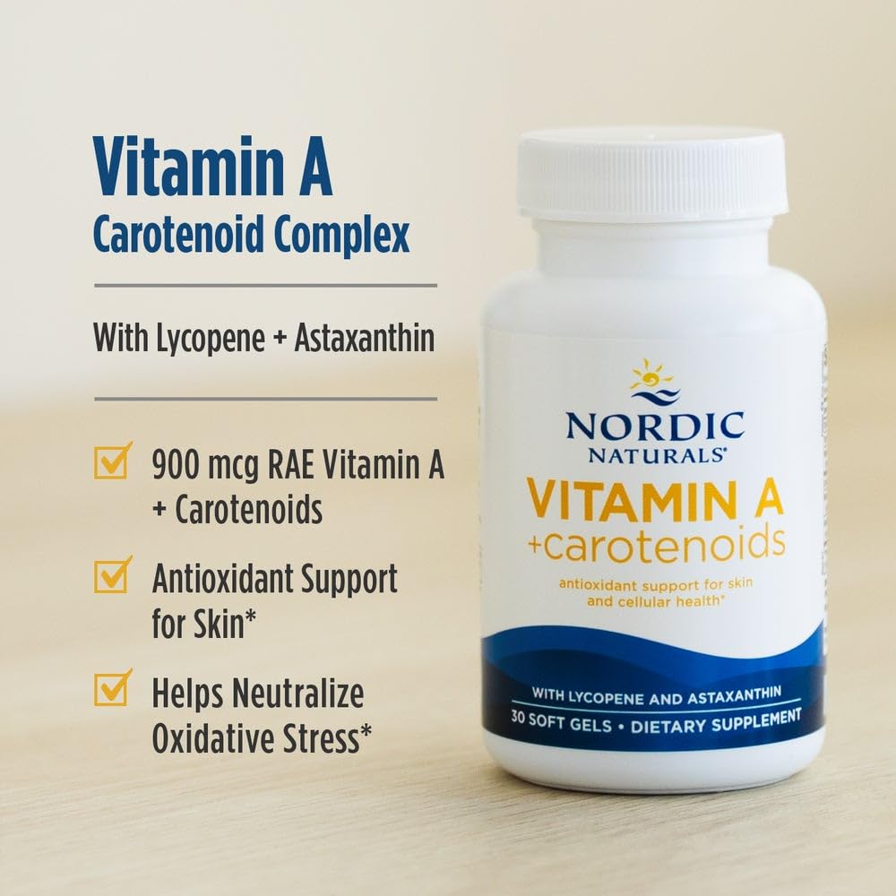 Nordic Naturals Vitamin A + Carotenoids, Unflavored - 30 Soft Gels - Lycopene & Astaxanthin - Supports Skin, Cellular Health - Non-GMO - 30 Servings Nordic Naturals Au supplements