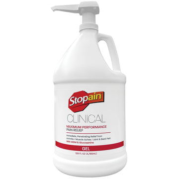 Stopain Clinical Pain Relief Gel 1 Gallon - Professional Formula for Arthritis, Knee, Back & Muscle Pain - Maximum Strength Gel for Joint & Nerve Pains with 10% Menthol Plus Glucosamine - Made in USA Stopain Au supplements