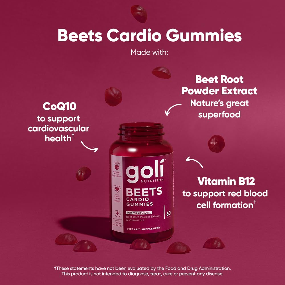 Goli Nutritional Supplement, Beets Cardio Gummy - 60 Count - CoQ10 & Beet Root Extract Goli Au supplements