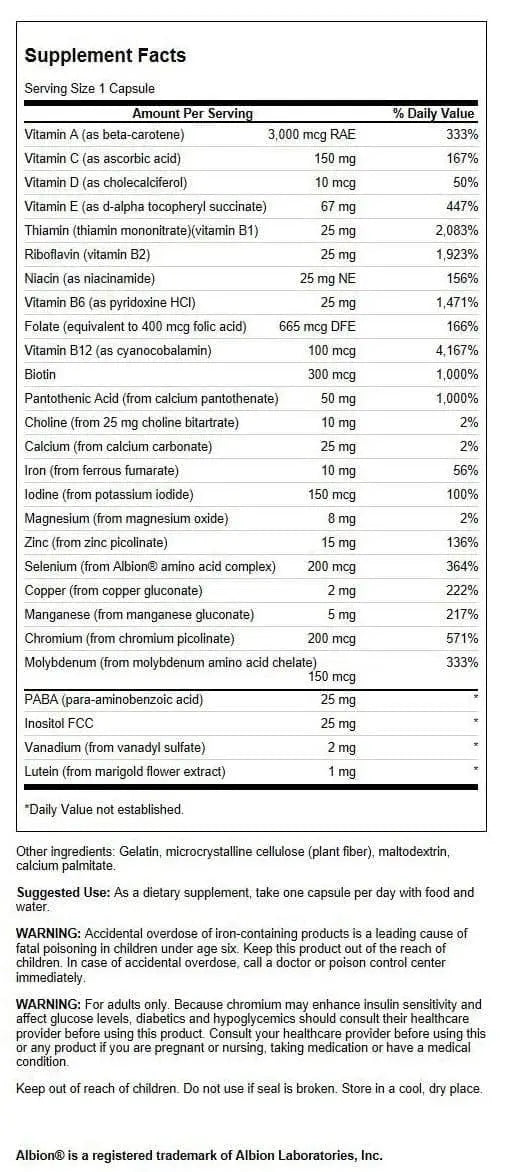 Swanson Active One Multivitamin with Iron 90 Capsules Swanson Au supplements