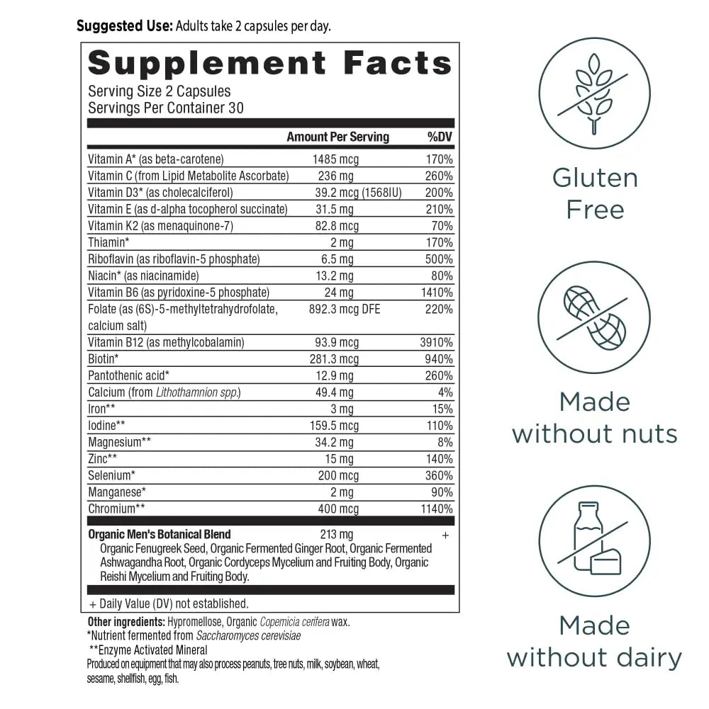 Ancient Nutrition Multivitamin for Men, Men's Fermented Multivitamin with Vitamin A, C, D, E, K, Zinc & Magnesium, Immune Support Ancient Nutrition Au supplements