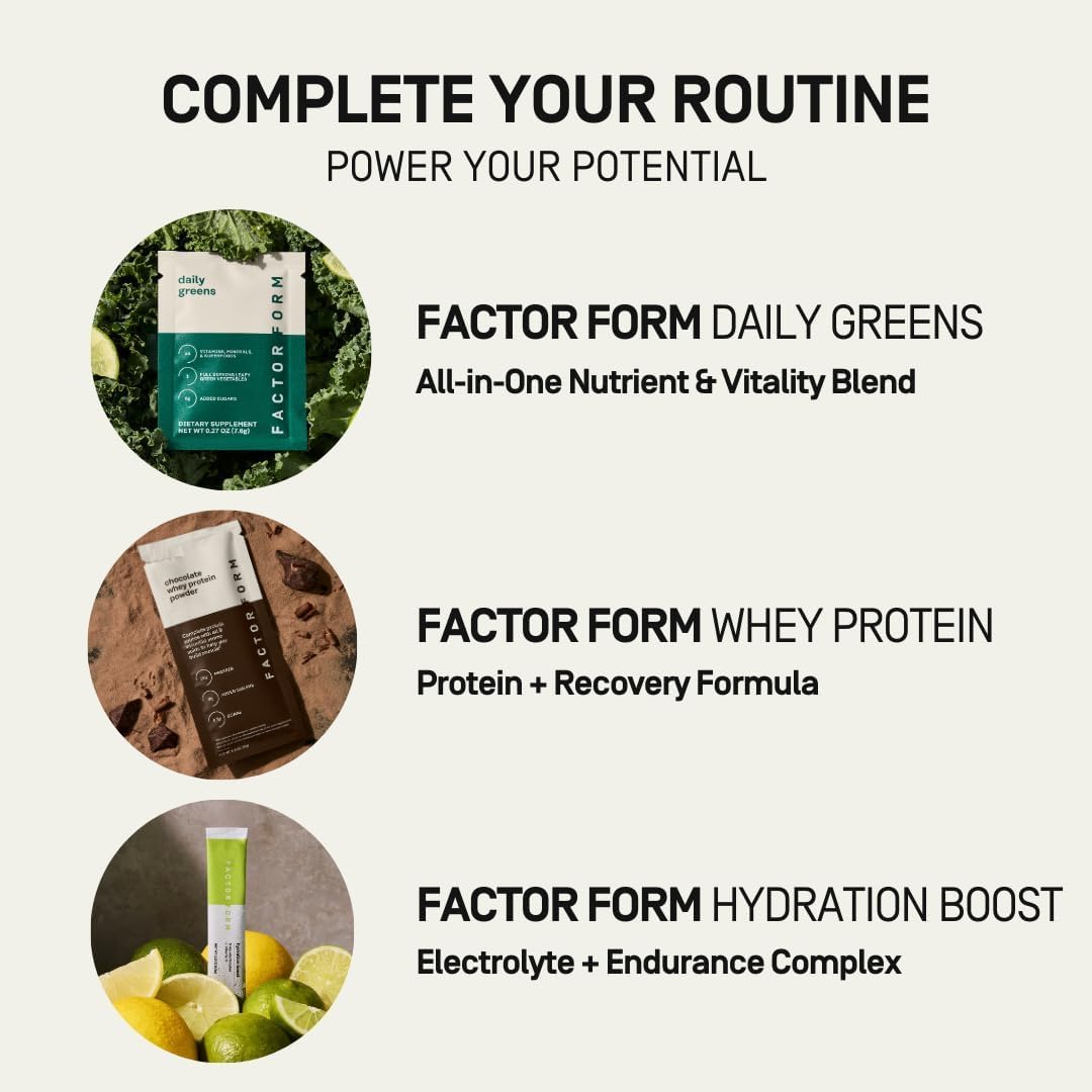 FACTOR FORM Daily Greens Superfood Powder | 5 Functional Blends for Gut Health, Energy & Immunity | Prebiotics, Probiotics, Adaptogens, B Vitamins (7 Servings, Individual Packets) FACTOR FORM Au supplements