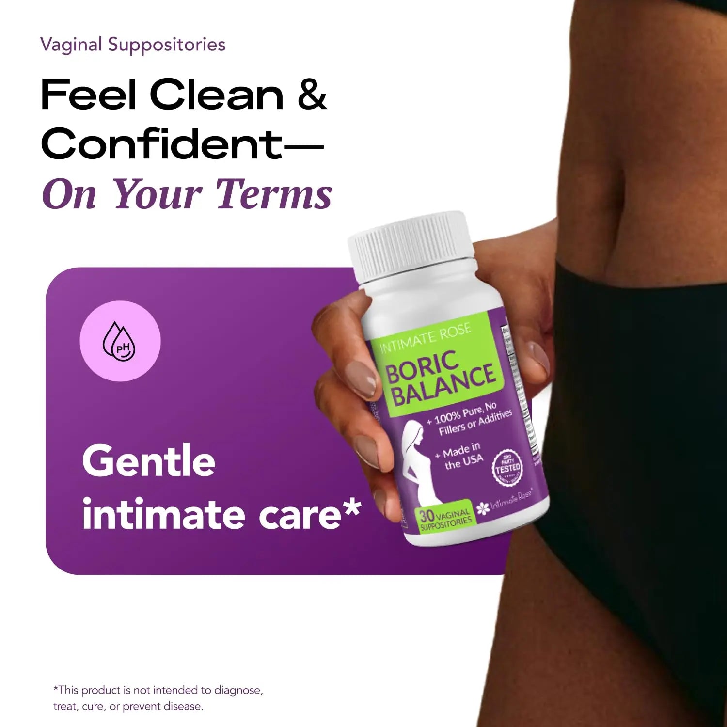 Intimate Rose Boric Acid Vaginal Suppositories, 14 Count for Feminine Deodorizing & Freshness - Vegan Capsules Intimate Rose Au supplements