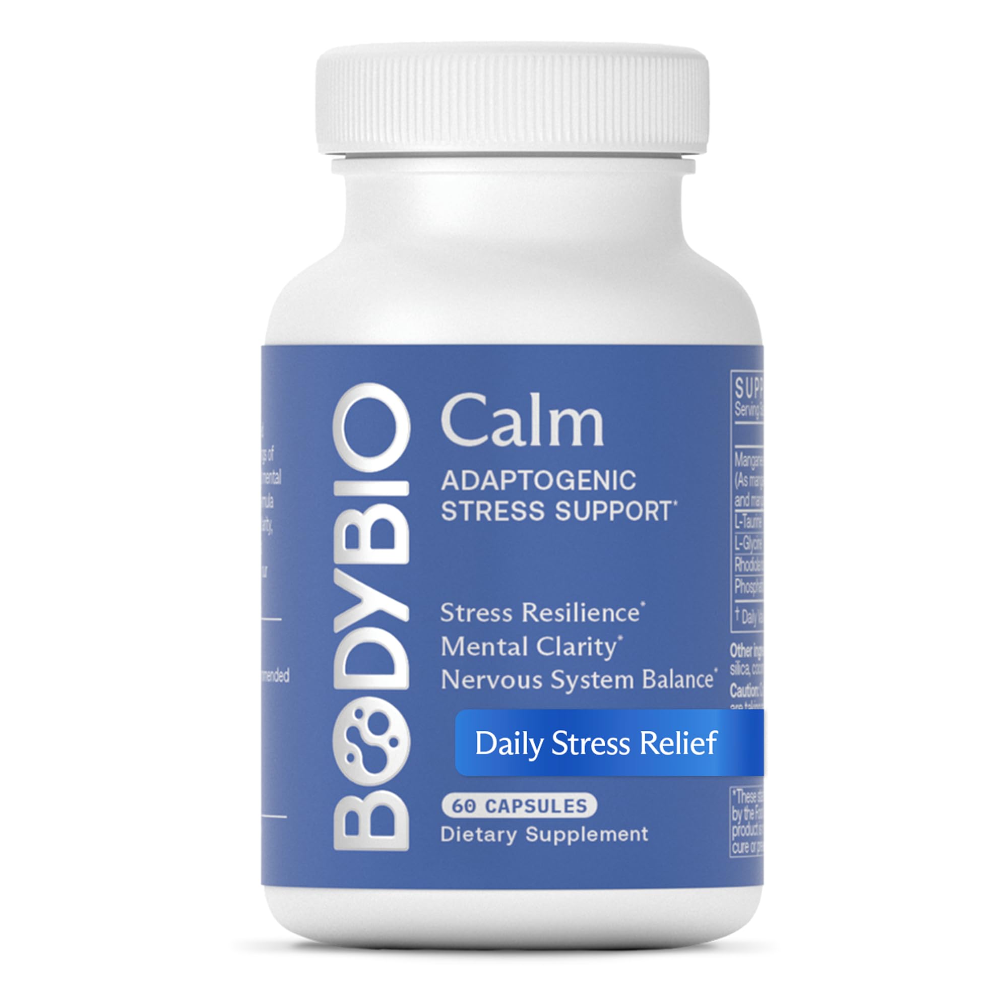 BodyBio Calm - Natural Stress Relief Blend with Rhodiola, Glycine & Phosphatidylserine - Supports Relaxation, Mental Focus & Balanced Cortisol - Non - Drowsy Formula BodyBio Au supplements