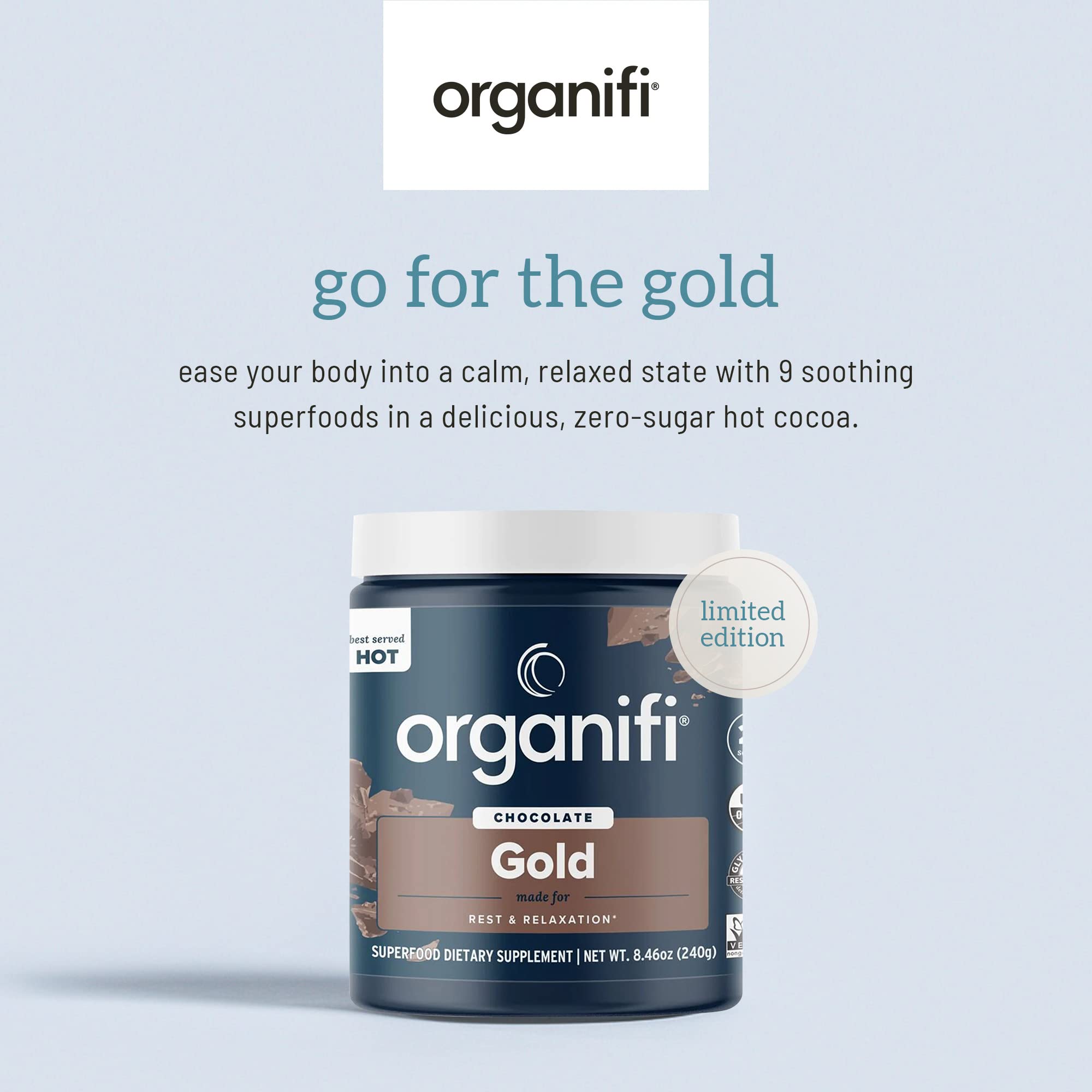 Organifi - Gold Chocolate - Superfood Supplement Powder - 20 Day Supply - Supports Rest Organifi Au supplements