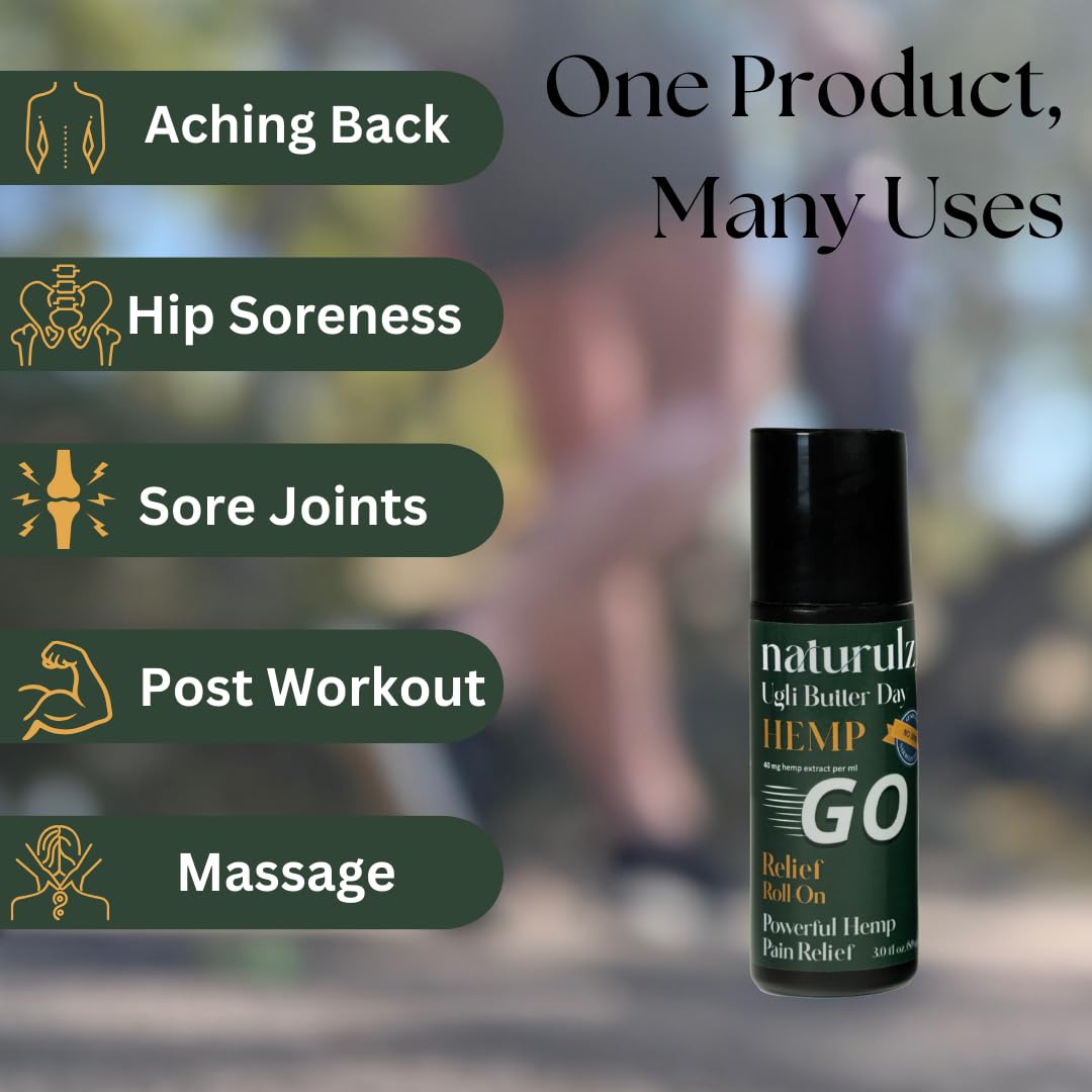 Ugli Butter Hemp Daytime Roll-On 3oz – Soothing Roll-On with Oregon-Grown Hemp, Capsaicin, Arnica & Turmeric for Back, Knee, Leg, Hip Soreness & Discomfort, Ideal for Neck & Shoulder Tightness Naturulz Au supplements