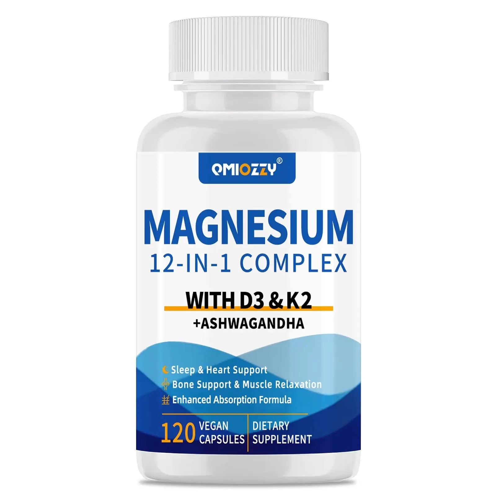Magnesium Complex 12 in 1 Supplement for Women & Men 700mg, Magnesium Glycinate with Vitamin D3 K2, Citrate Malate Oxide Taurate Aspartate Orotate, for Relaxation, Heart, Energy, Muscle, 120 Capsules Qmiozzy Au supplements