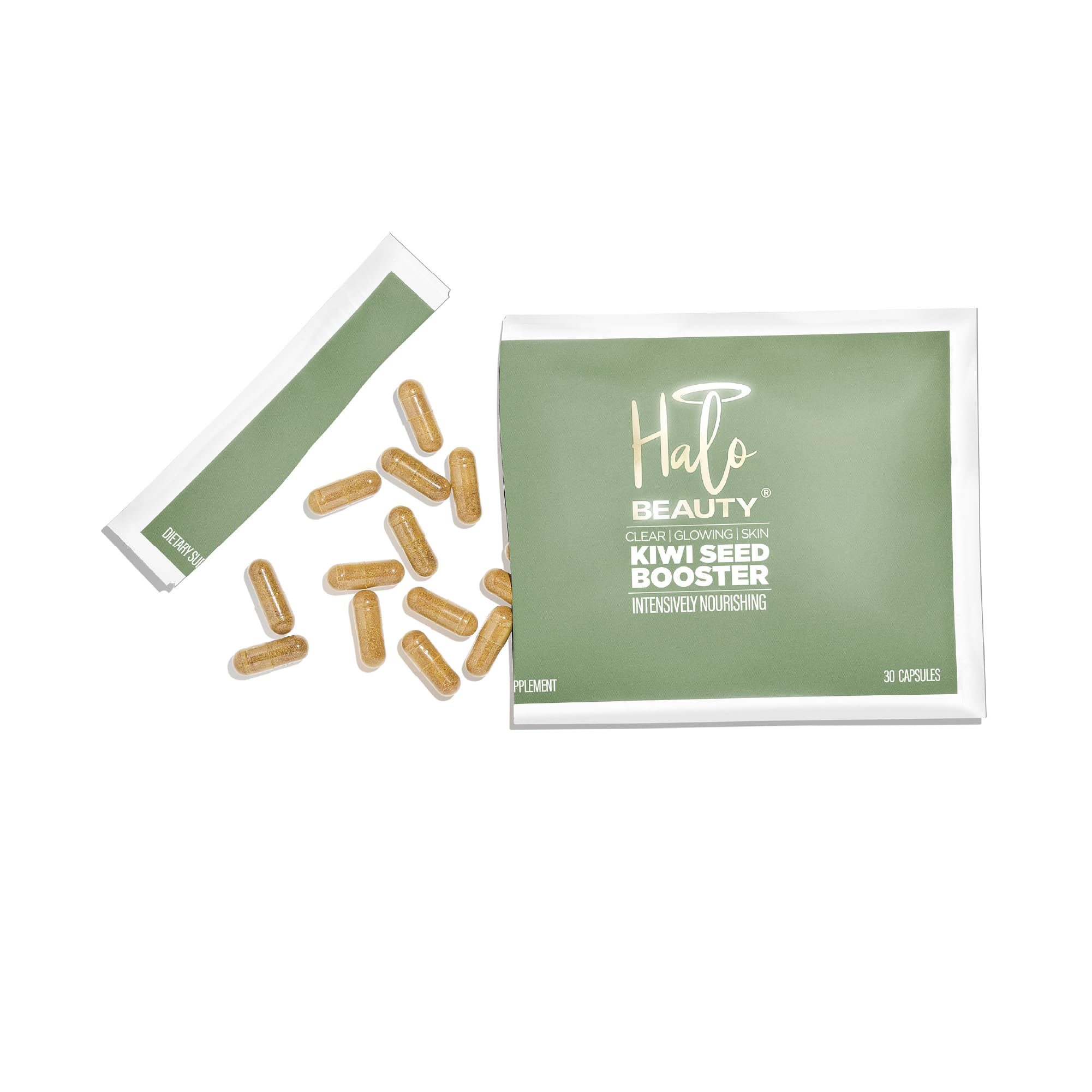 Halo Beauty Kiwi Seed Booster Skin Supplement Refill Pack | Anti-Aging Hydration & Glowing Skin Support with Kiwi Seed, Vitamin C, D3 & Zinc | Vegan Collagen Support Capsules | 1-Month Supply Halo Beauty Au supplements