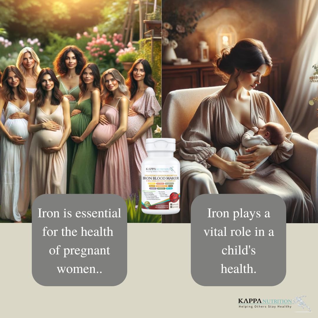 KAPPA NUTRITION Iron 26mg, Vitamin C & Orange 150mg, Folate 667mcg DFE, Vitamin B12, Beetroot, Brewers Yeast, Broccoli & MCT Oil 9 in 1 Advanced Complex (60 Capsules) KAPPA NUTRITION Au supplements
