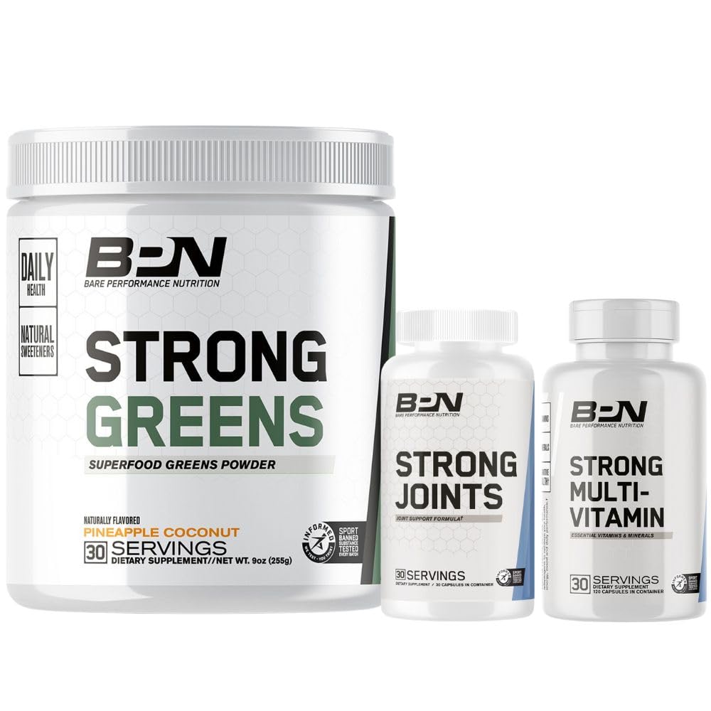 BARE PERFORMANCE NUTRITION BPN Strong Greens Superfood Powder, Strong Joints & Strong Multi-Vitamin Bundle BARE PERFORMANCE NUTRITION uk supplements